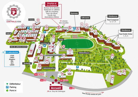 Plan du campus de l&#039;École Centrale de Lyon